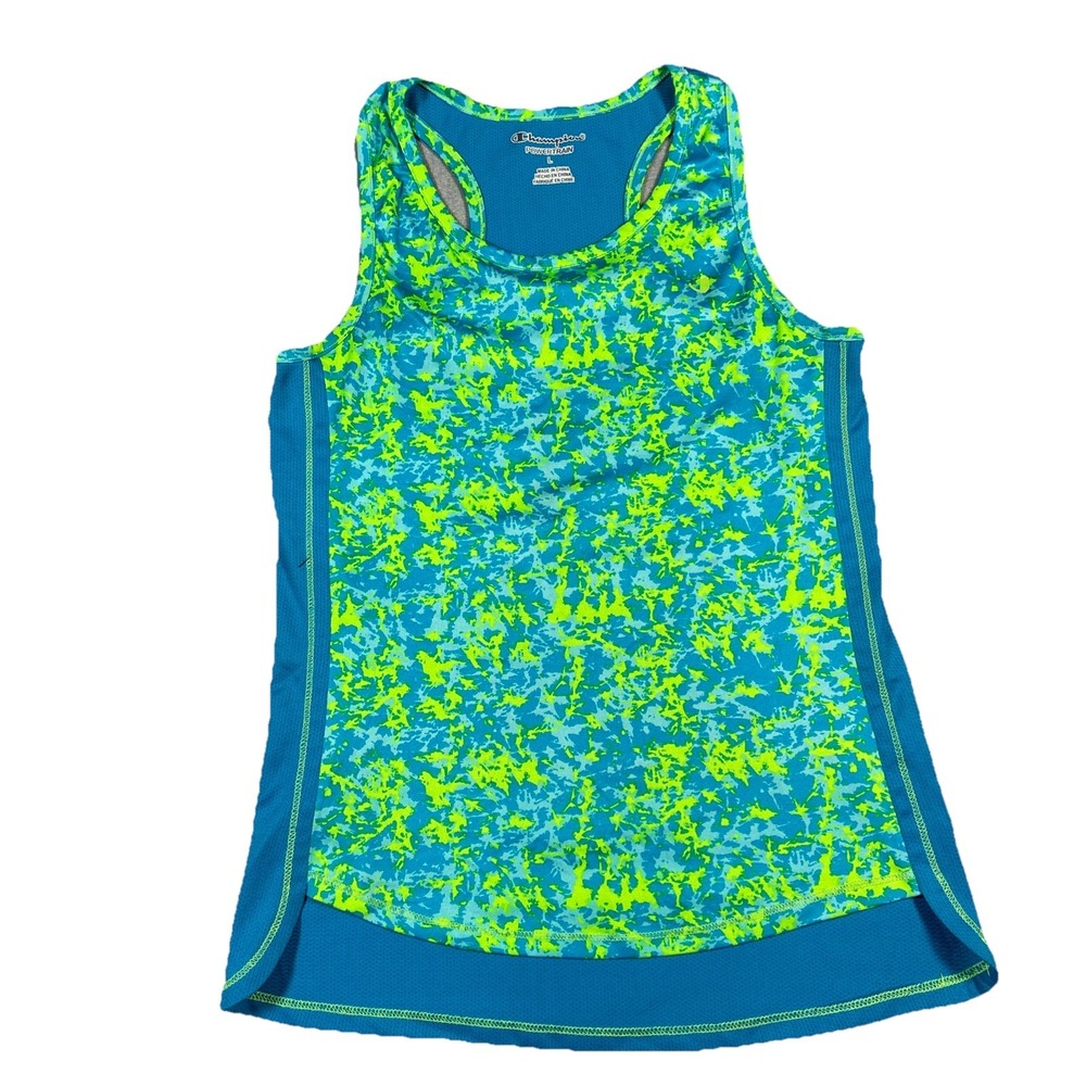 Champion Activewear Racerback Tank Top Youth Large Teal Geometric Sleeveless